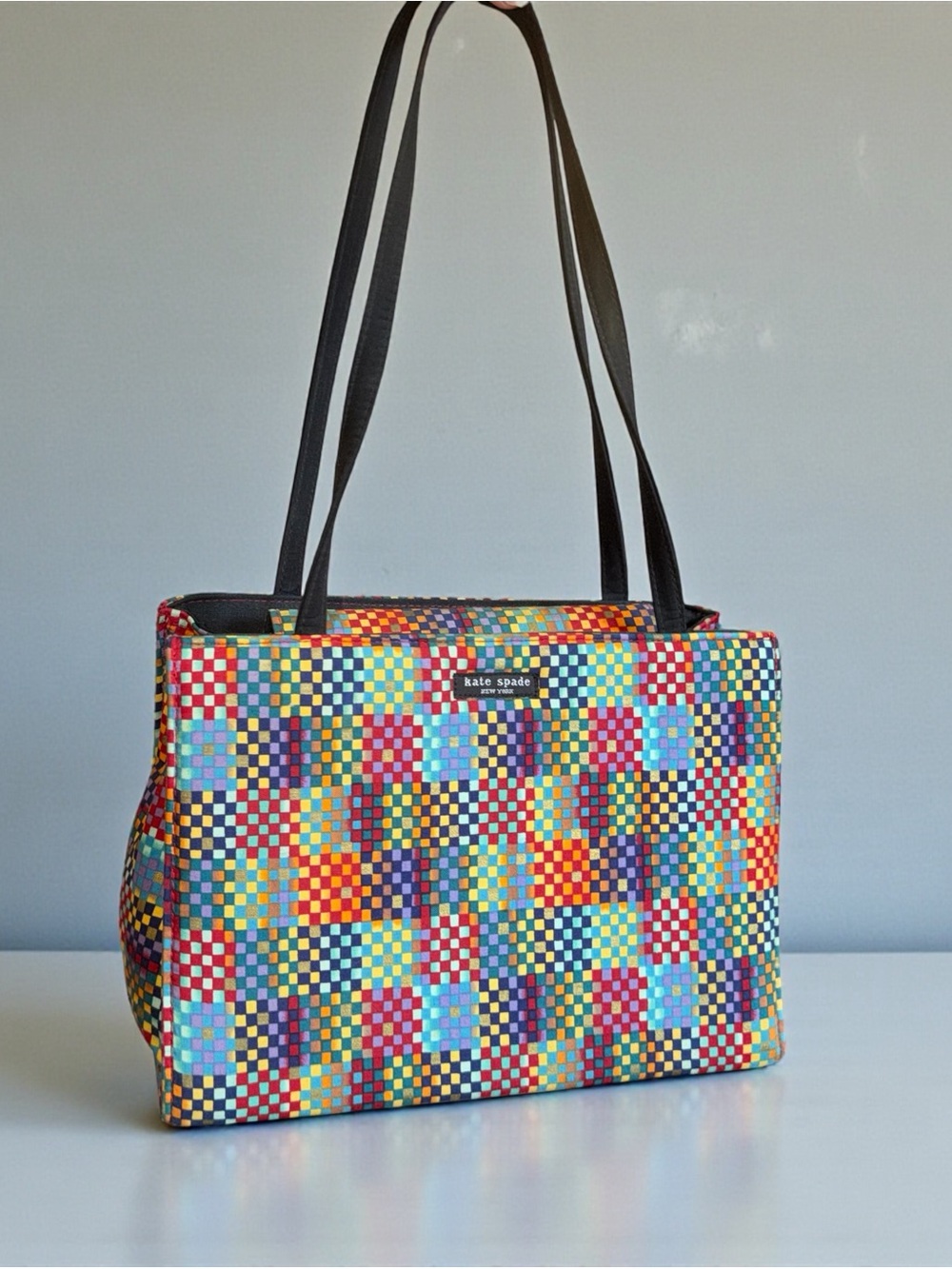 kate spade Multicolor Checkerboard Woven Tote
